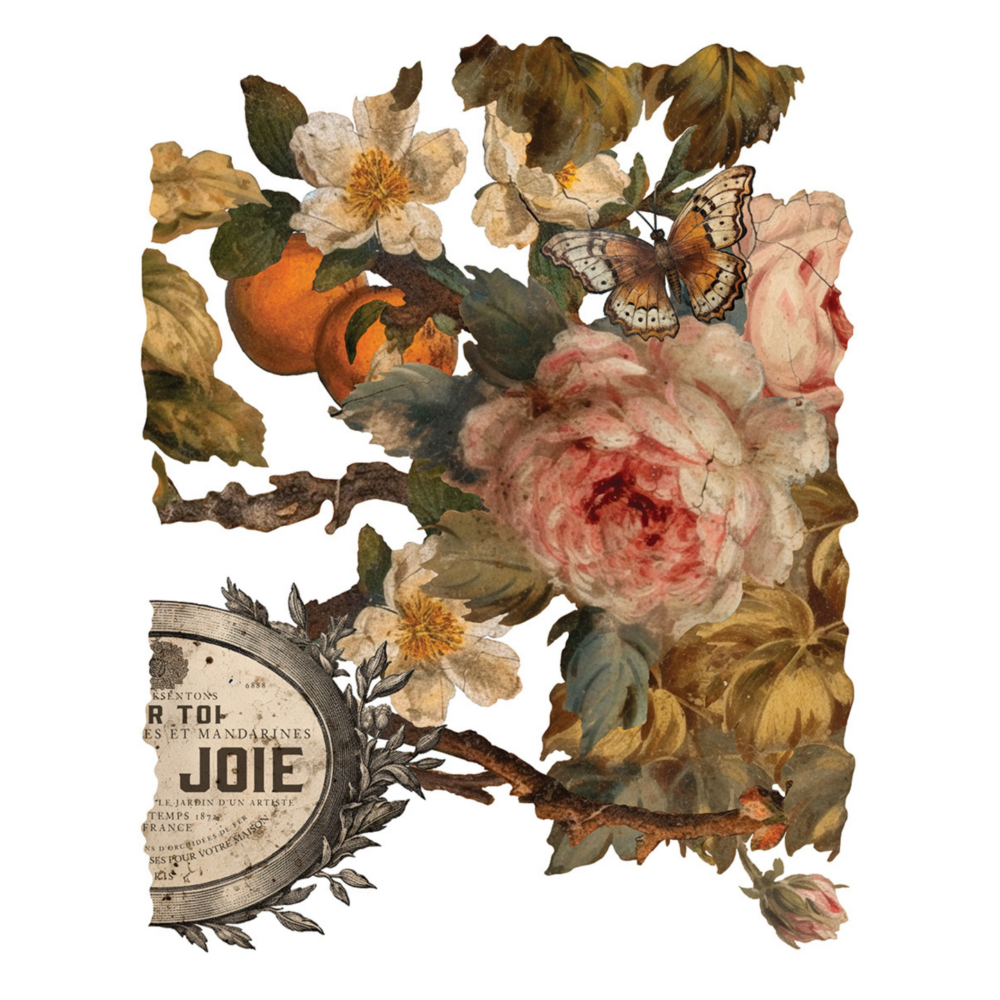 "Joie Des Roses" IOD rub-on transfer by Iron Orchid Designs. EIght 12" x 16" sheets.  Page 7 of 8. Available at Milton's Daughter.