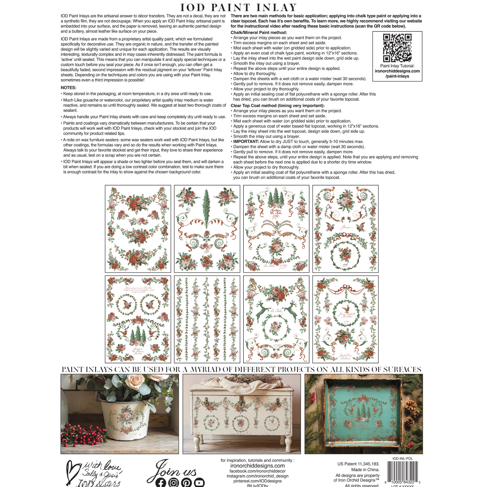 "La Folie" IOD Paint Inlay by Iron Orchid Designs. Back cover. Available at Milton's Daughter.