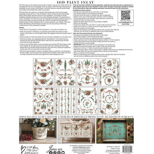 "La Folie" IOD Paint Inlay by Iron Orchid Designs. Back cover. Available at Milton's Daughter.