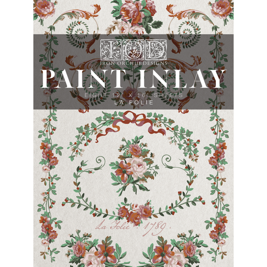 "La Folie" IOD Paint Inlay by Iron Orchid Designs. Front cover. Available at Milton's Daughter.