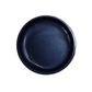 Dark blue metallic paint open jar on a white background