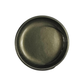 Open jar of yellow-green colored metallic paint on a white background.