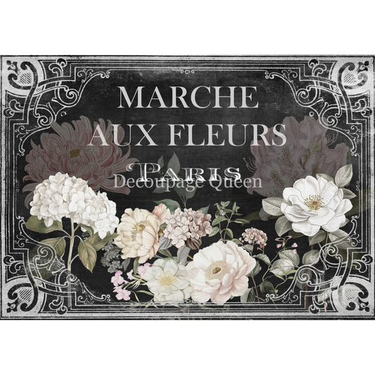 "Marche Aux Fleurs" decoupage rice paper by Decoupage Queen. Available at Milton's Daughter.