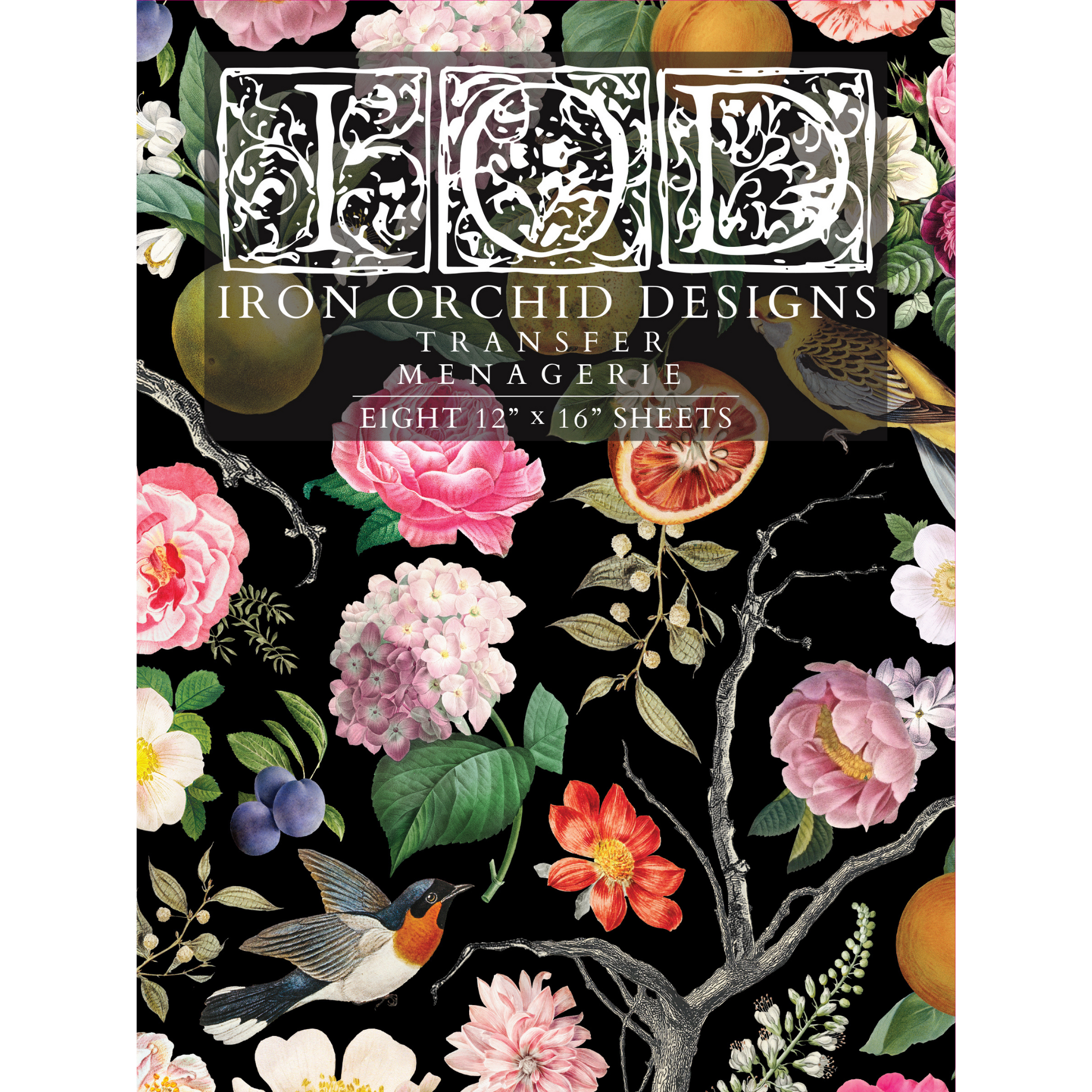 "Menagerie" IOD Transfer by Iron Orchid Designs. Eight 12" x 16" sheets. Available at Milton's Daughter. Front Cover.