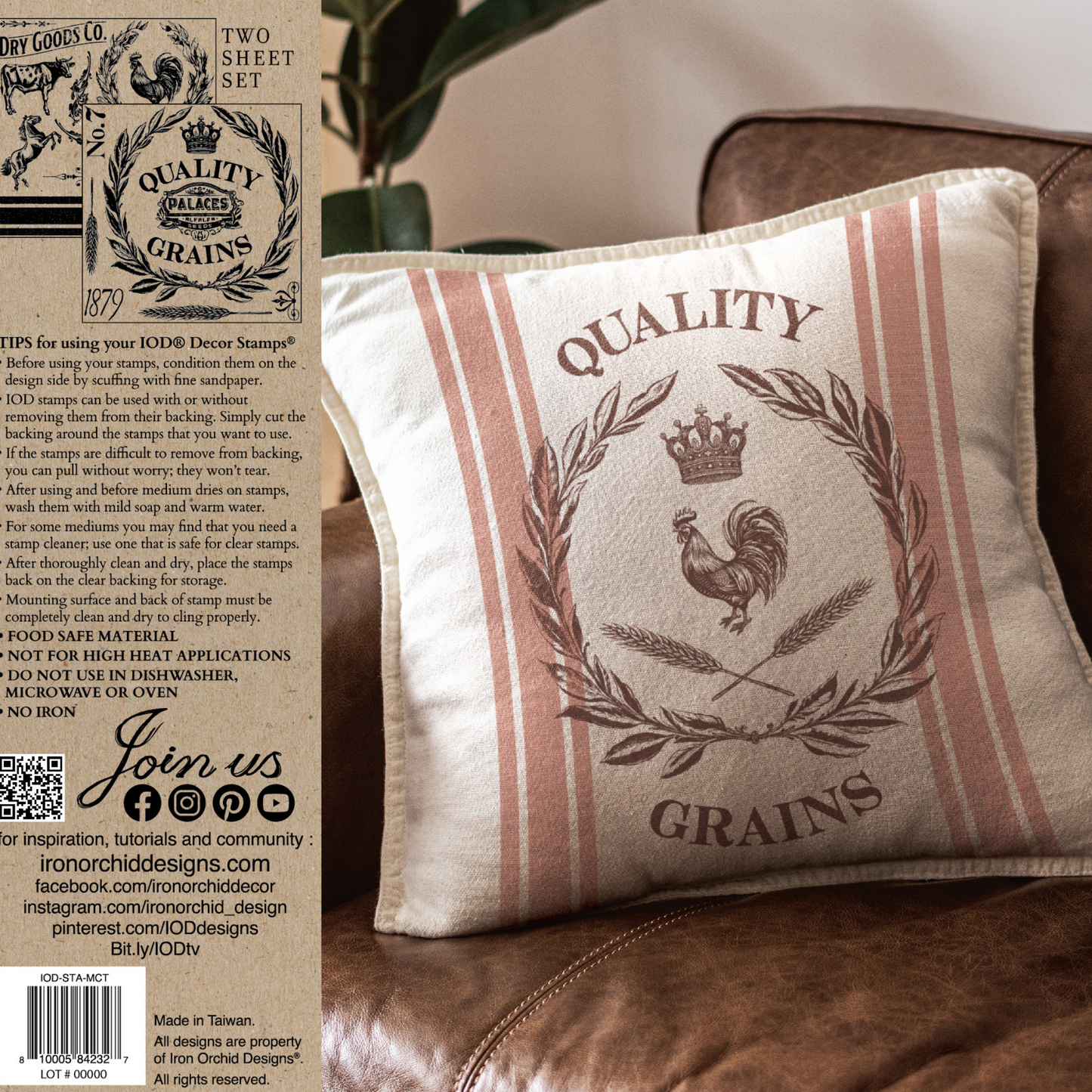 "Mercantile" IOD Stamp by Iron Orchid Designs. 12" x 12" two sheet set. Back cover. Available at Milton's Daughter.