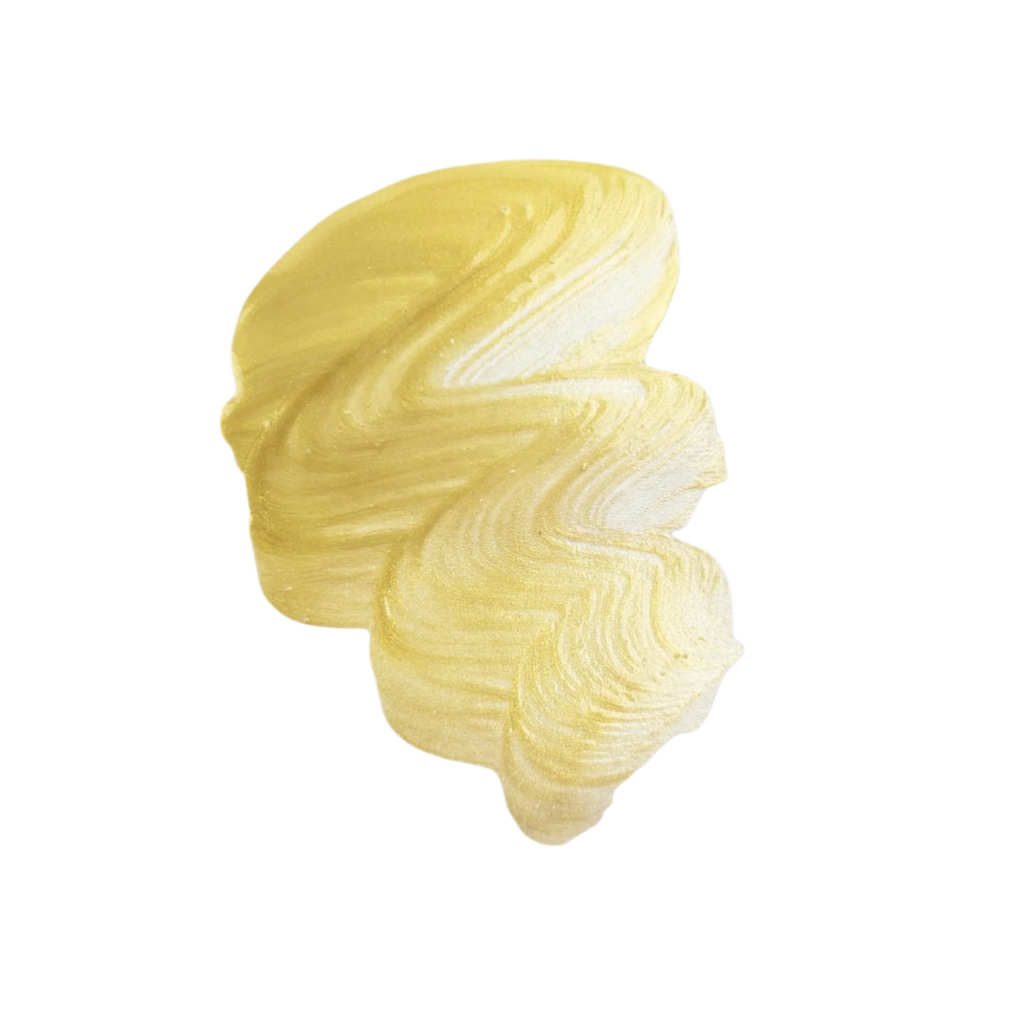 Swirl of brocade gold metallic glaze swatch on a white background