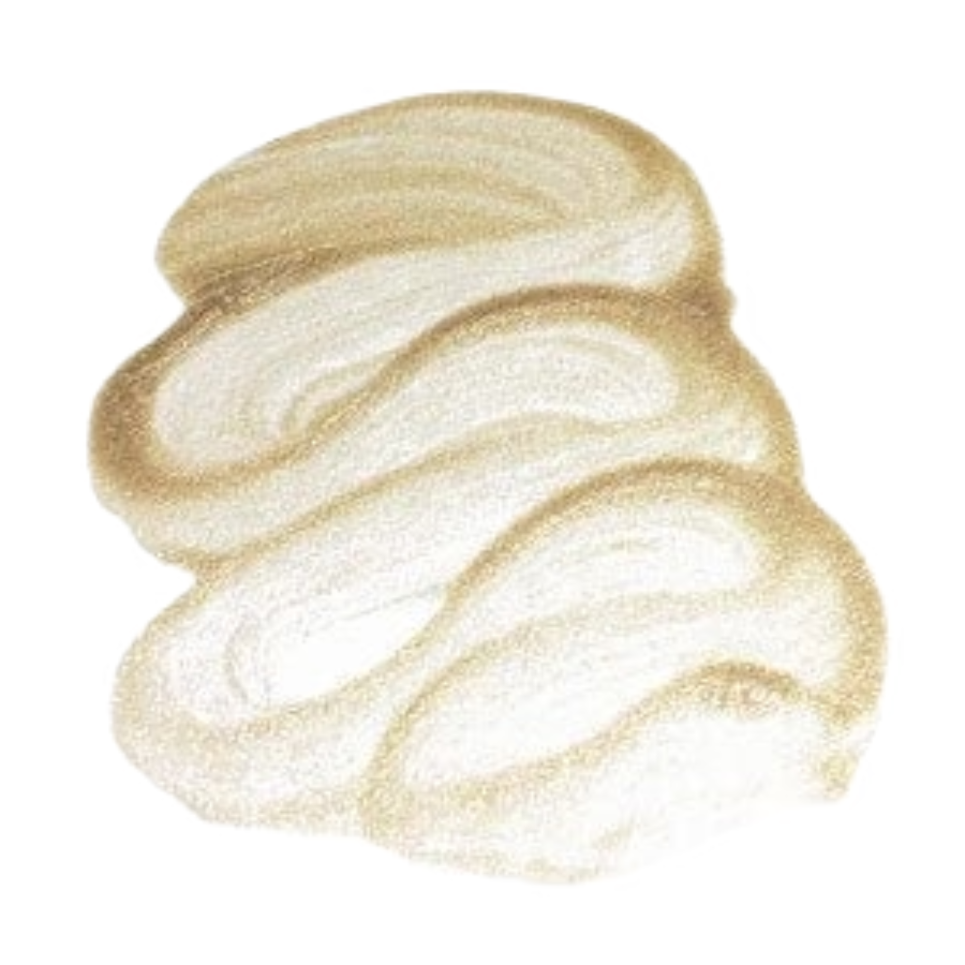 Swirl of champagne metallic glaze swatch on a white background