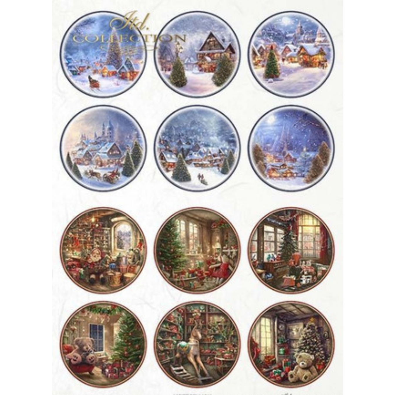 Miniature Christmas Village Scenes Decoupage Rice Paper Milton's