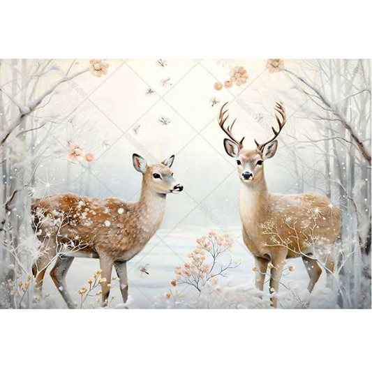 "Mom & Baby Deer Winter Scene" decoiupage rice paper by Paper Designs. Available at Milton's Daughter.