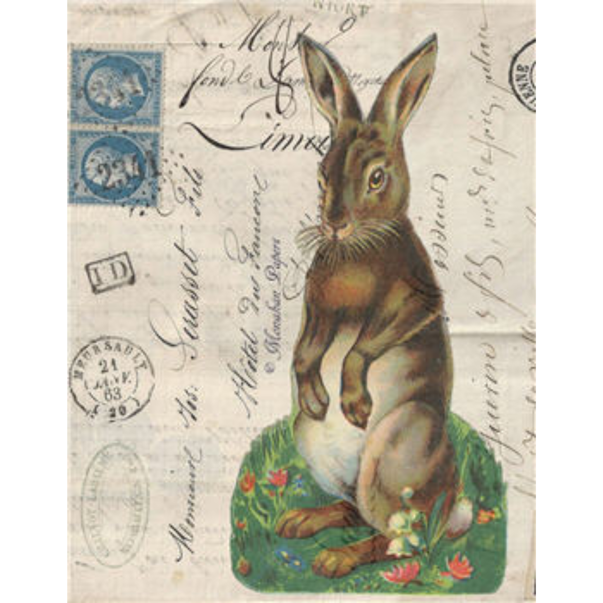 "Mr. Bunny - E85" decoupage paper by Monahan Papers. Available at Milton's Daughter.