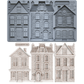 IOD Mould Old Colchester Road, featuring miniature Victorian-style houses including with the corresponding castings below.