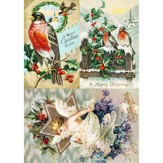"Old Time Christmas" 3 sheet decoupage paper set by Made By Marley. Sheet #1 of 3.  Available at Milton's Daughter.