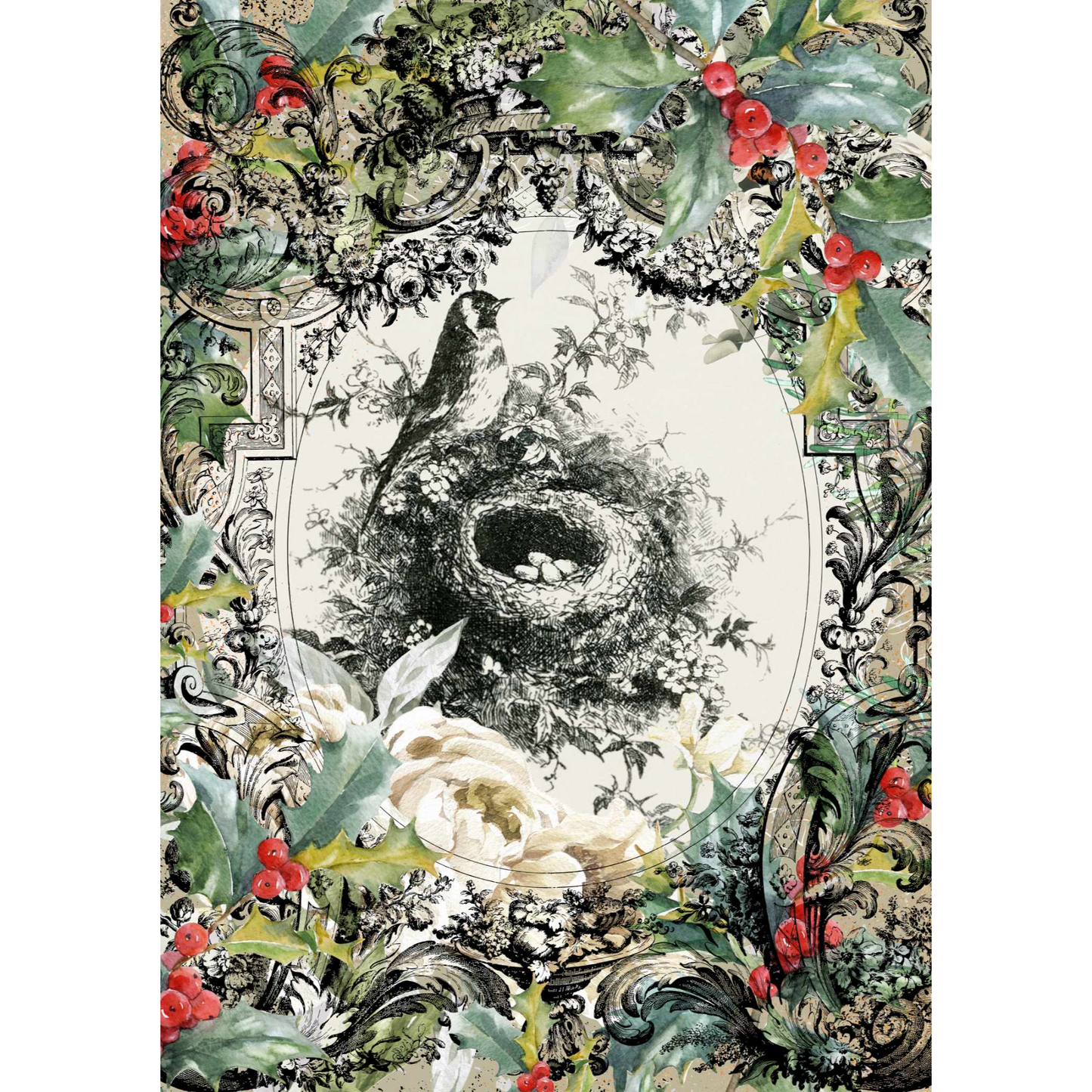 "Old Time Christmas" 3 sheet decoupage paper set by Made By Marley. Sheet #3 of 3.  Available at Milton's Daughter.