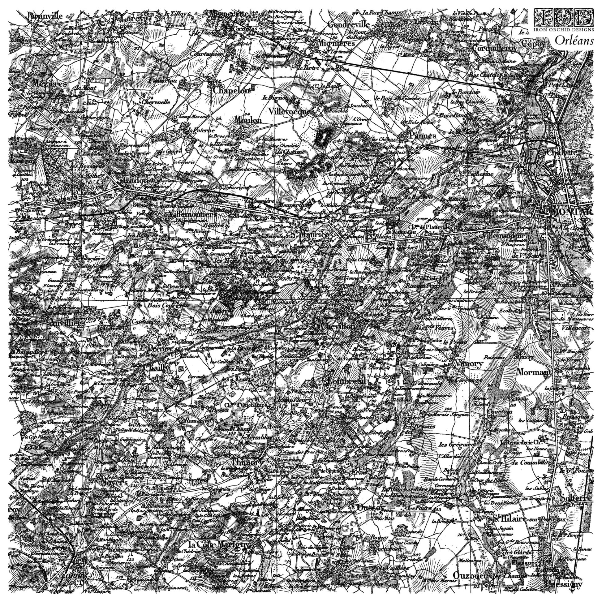 Orleans IOD Stamp by Iron Orchid Designs. Vintage map stamp.