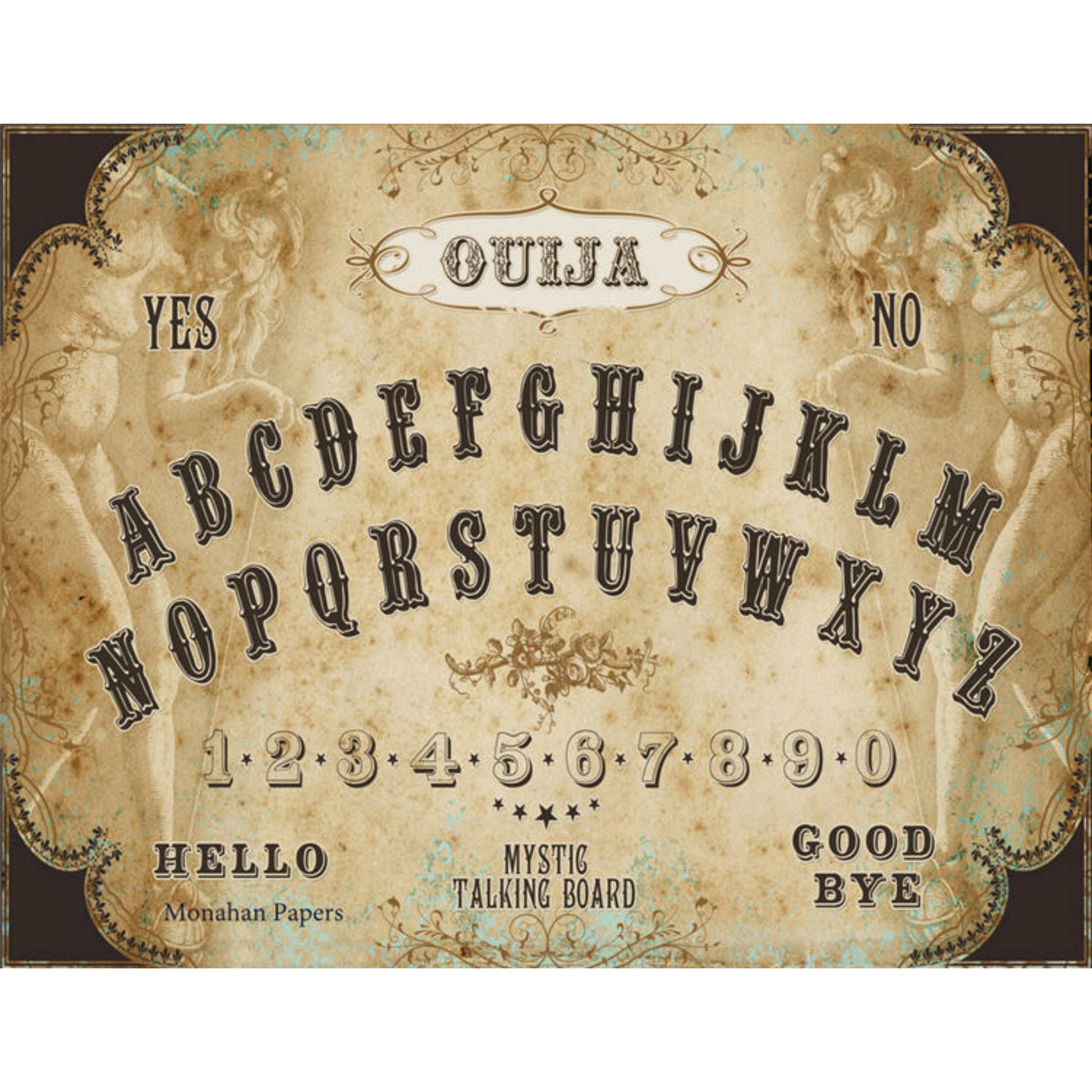 "Ouija Board" decoupage paper by Monahan Papers. Size 11" x  17" available at Milton's Daughter.