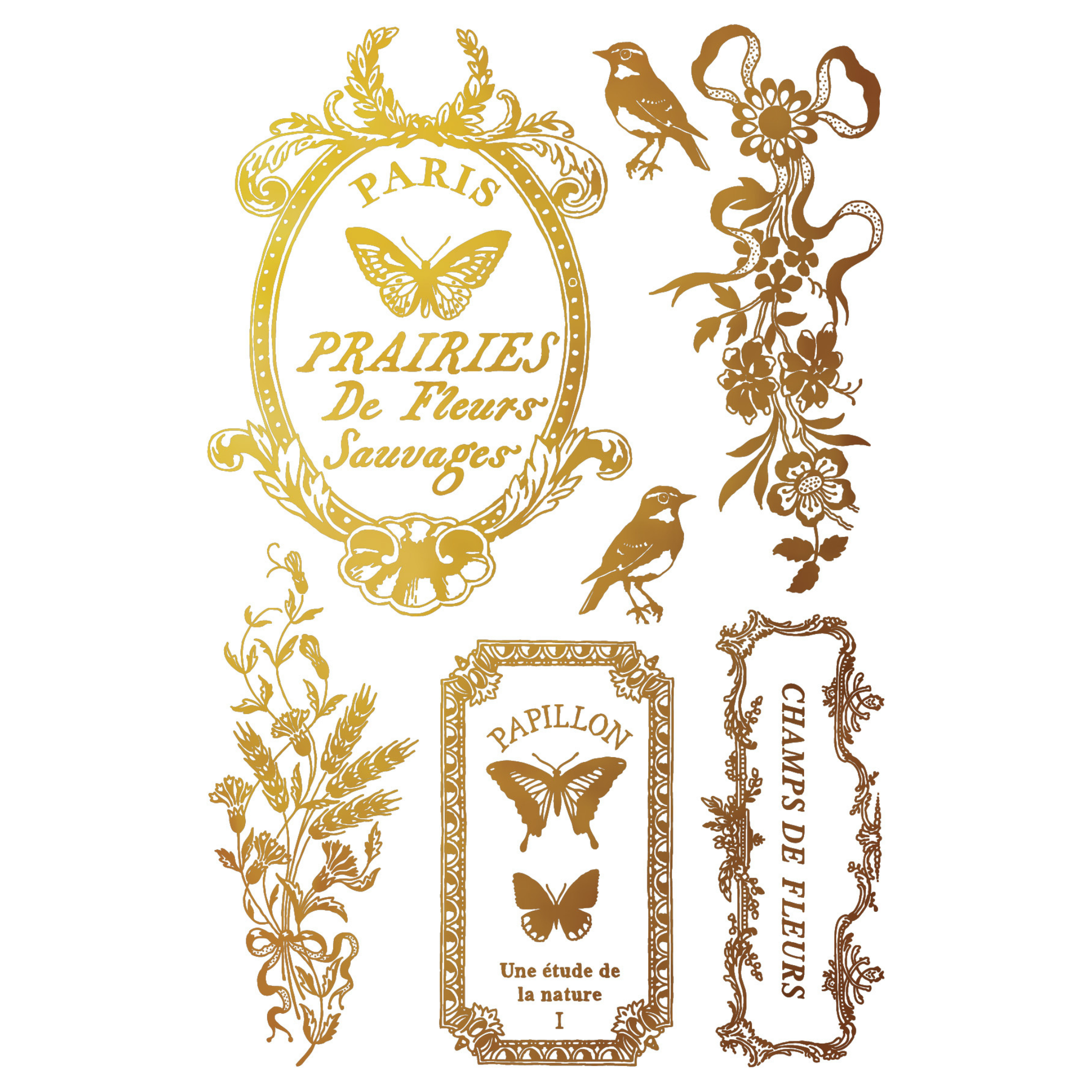 Decorative design with butterflies, flowers, and text on a white background