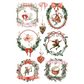 "Partridge Lane" IOD Transfer by Iron Orchid Designs.Pg 6 of 8. Available at Milton's Daughter. Set of decorative illustrations with wreaths, ribbons, and characters.