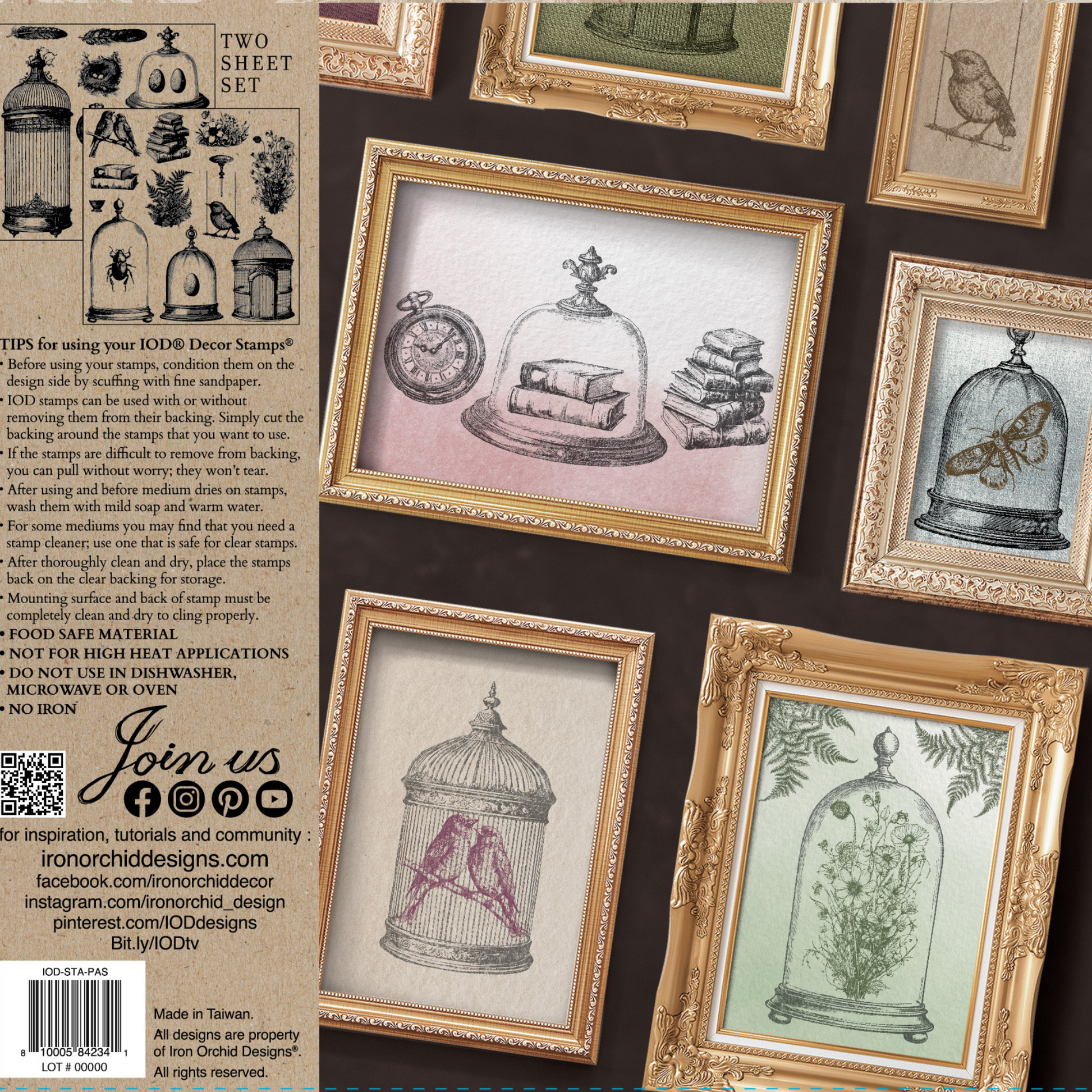 "Pastiche" IOD Stamp by Iron Orchid Designs. 12" x 12" two sheet set. Back cover. Available at Milton's Daughter.