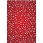 Repeating pattern of white snowflakes and star-like winter motifs, centered on a red background.