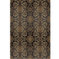 Ornate damask patterned paper with gold on black background.
