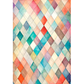 Rice paper design featuring a watercolor geometric pattern of interlocking diamond shapes in a variety of pastel and bright colors including teal, orange, pink, purple, blue, and beige.