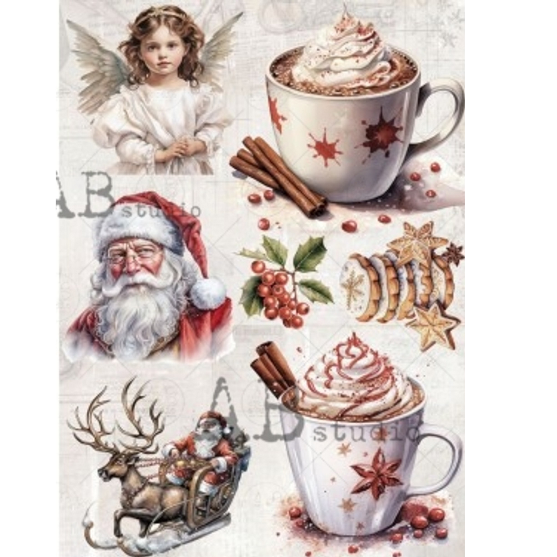 "Peppermint Cocoa" decoupage rice paper by AB Studio. Available at Milton's Daughter.
