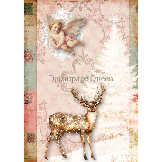 "Pink Deer" decoupage rice paper by Decoupage Queen. Available at Milton's Daughter.