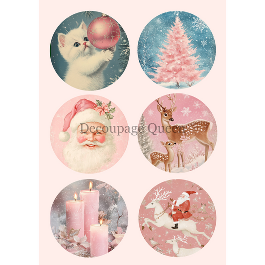 "Pink Winter Ornaments" decoupage rice paper by Decoupage Queen. Available at Milton's Daughter.