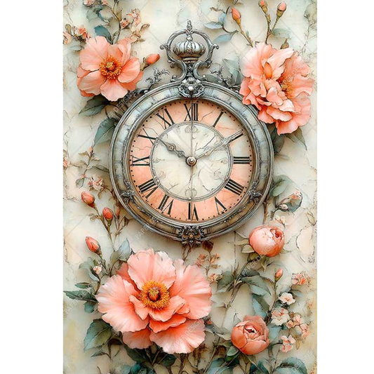 "Pocket Watch With Pink Florals" decoupage rice paper by Paper Designs. Available at Milton's Daughter.