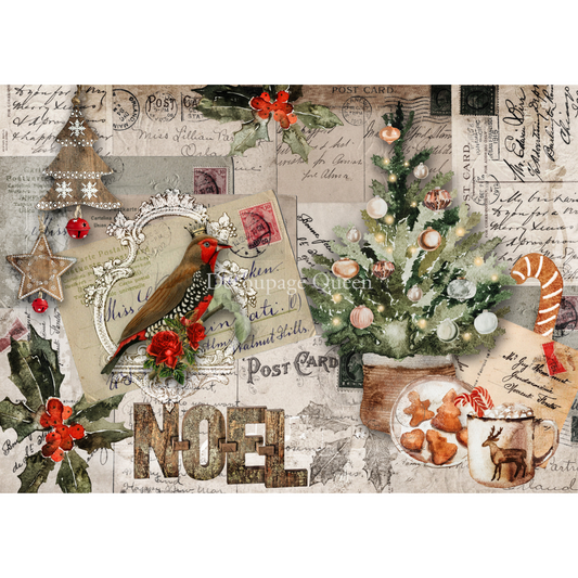 "Postcard Collage" decoupage rice paper by Decoupage Queen. Available at Milton's Daughter.