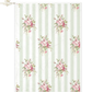 Floral pattern with pink flowers on a green-striped background.