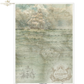 Vintage-style map with a ship on a light blue background.