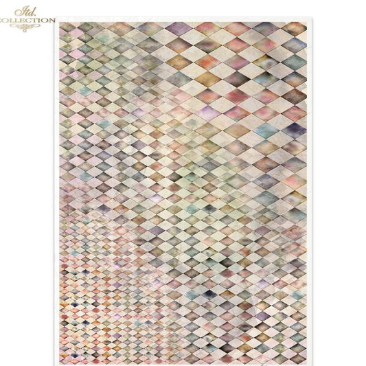 Multicolored diamond pattern paper.