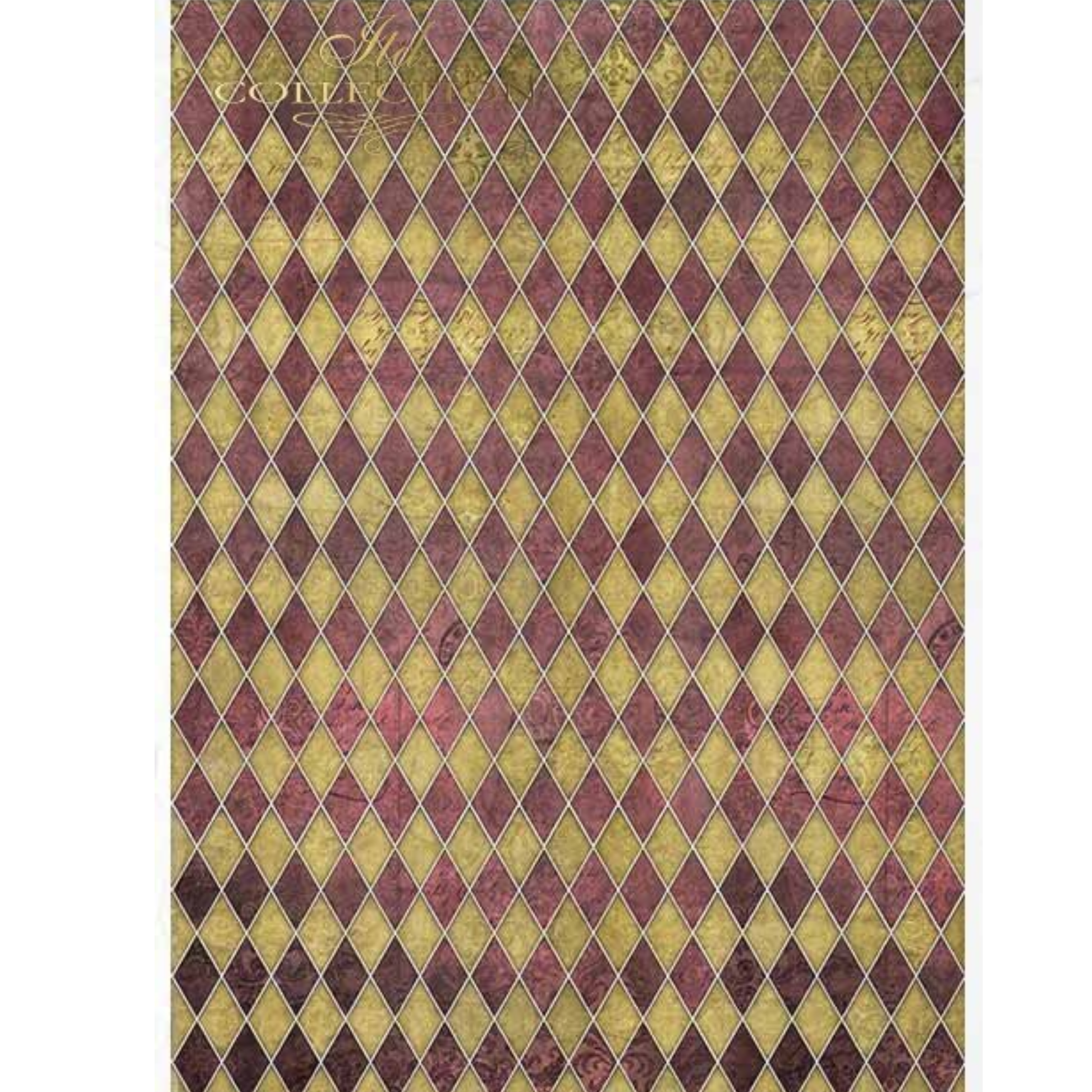 Patterned paper with diamond shapes in burgundy and brown.