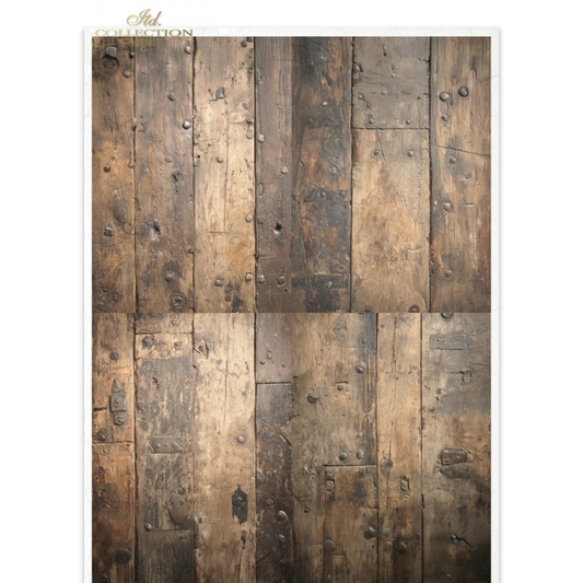 Wooden panels with a rustic, aged appearance.