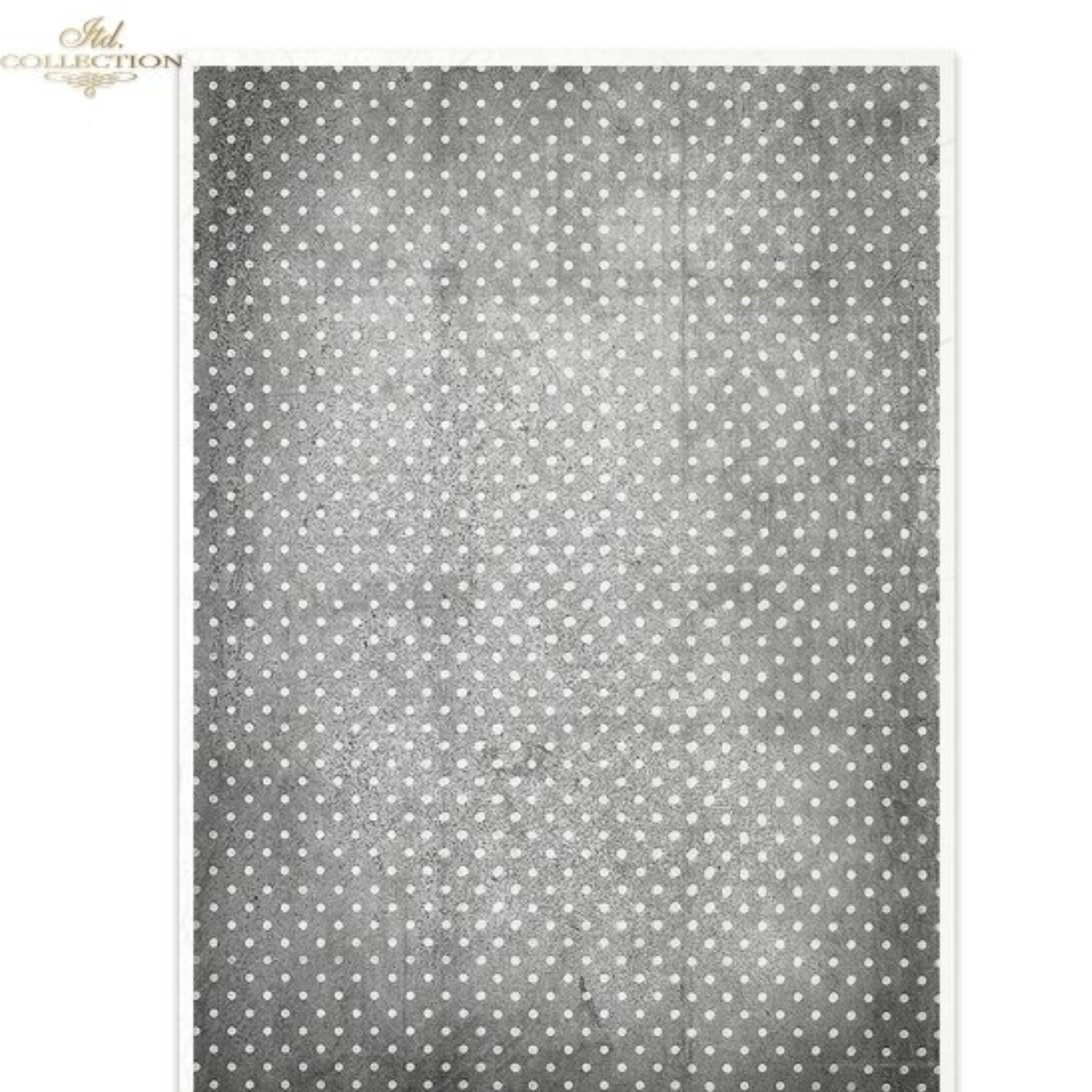 Distressed charcoal colored background paper with white polka dots.