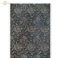 Floral patterned image in gray on  blue/black background.