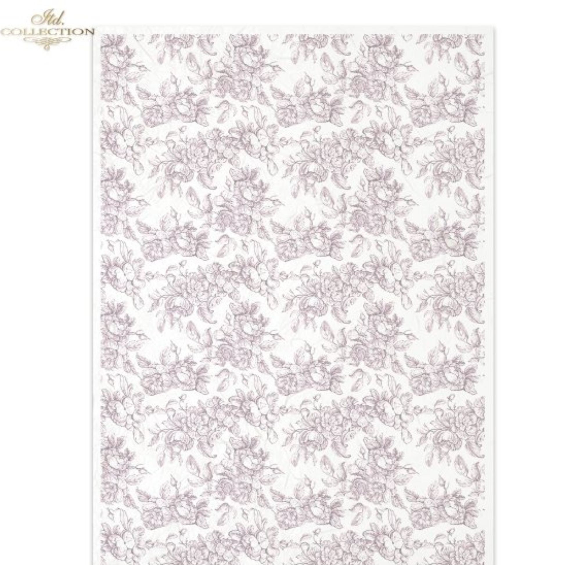 Floral patterned toile style paper in magenta on a white background.