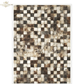 Checkered patterned paper with black, brown and beige squares on a white background.