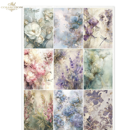 Collage of twelve watercolor floral designs.