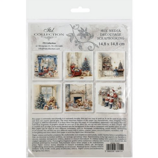 "Holiday Toys & Bears" mini rice paper set by ITD Collection. Back cover.