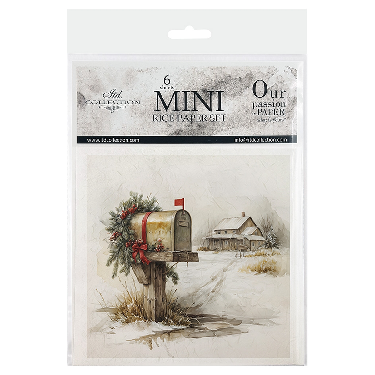 Front Cover of RSM 288 from ITD Collection, featuring a winter landscape illustration of a snowy mailbox decorated with a green wreath and red ribbon, next to a small cabin.