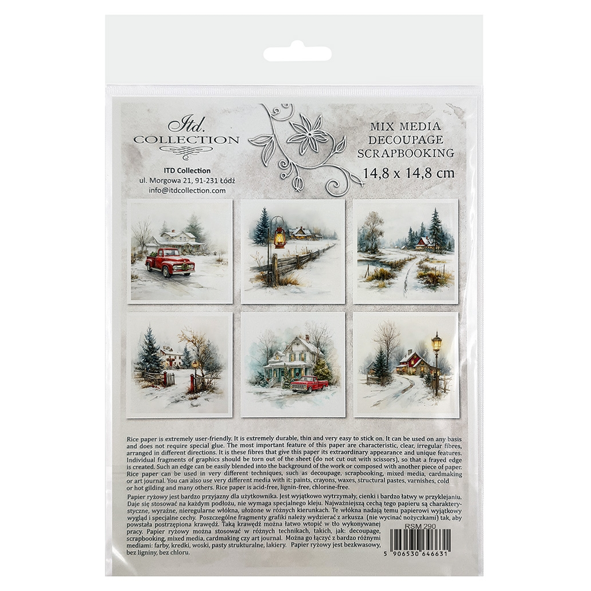 Red Truck Homecoming Mini Rice Paper Set from ITD Collection. Back Cover.