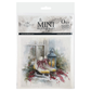 Front cover of Holiday Country Comforts, a packaged set of six mini rice paper sheets from ITD Collection, featuring a winter holiday design with ice skates, a lantern, pine branches, and red berries.