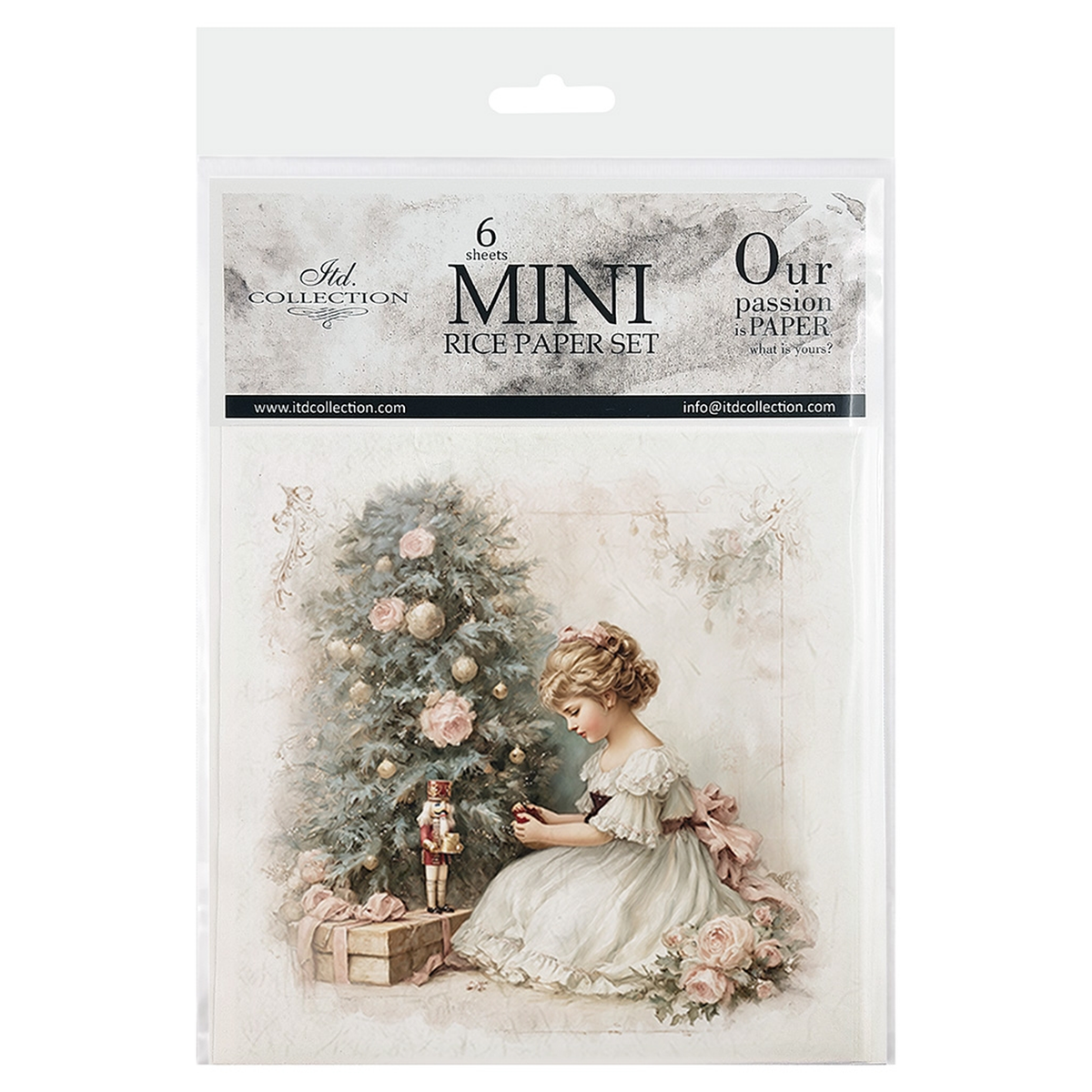 Nutcracker Christmas Mini Decoupage Rice Paper Set by ITD Collection. Front cover.