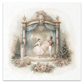 A vintage curtain scen with a nutracker prince dancing with a ballerina.