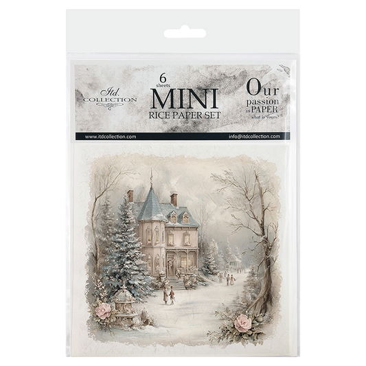 Victorian Snow Village Mini Rice Paper Set from ITD Collection. Front cover.