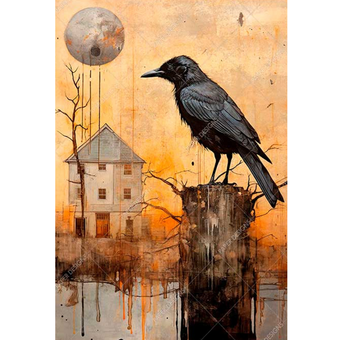 "Raven on the Lake" decoupage rice paper by Paper Designs. Available at Milton's Daughter.