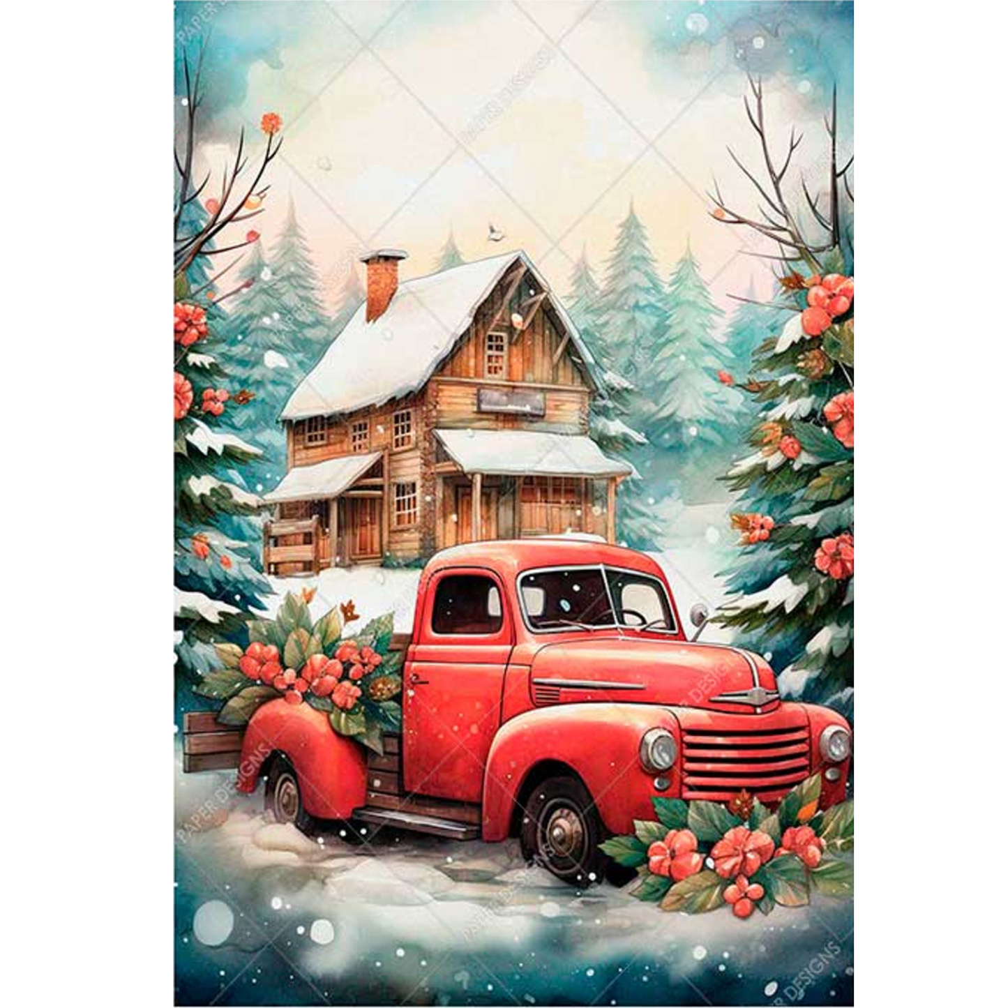 "Red Christmas Truck" decoupage rice paper by Paper Designs. Available at Milton's Daughter.