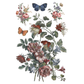 Vintage-style floral arrangement with butterflies on a white background